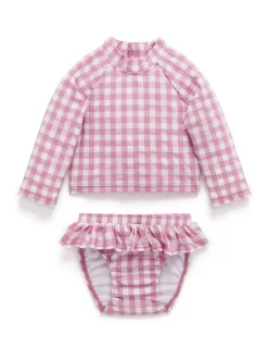 Purebaby Pink Long Sleeve Rashie Swim Set