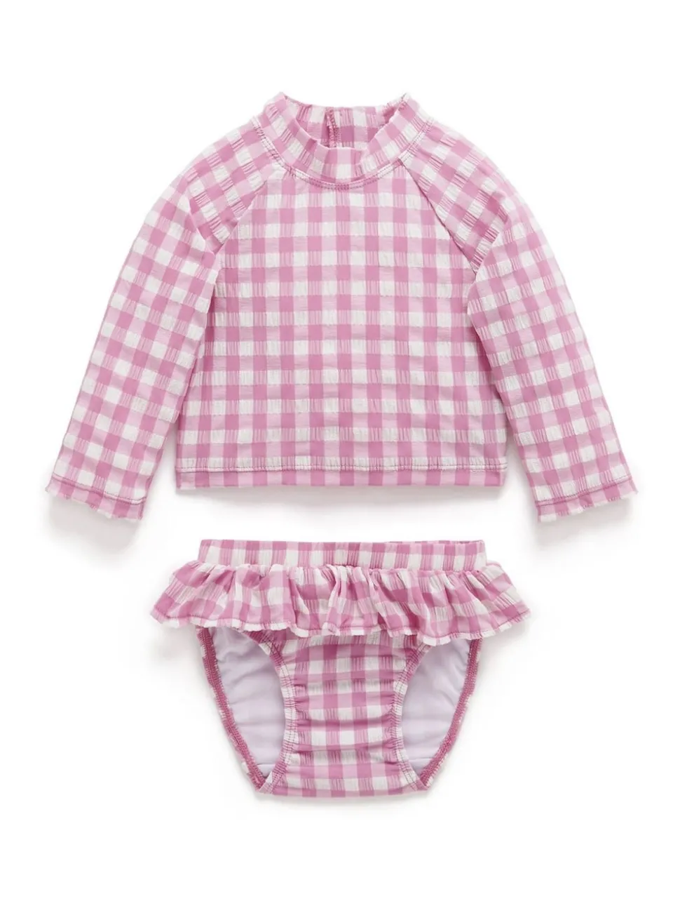Purebaby Pink Long Sleeve Rashie Swim Set