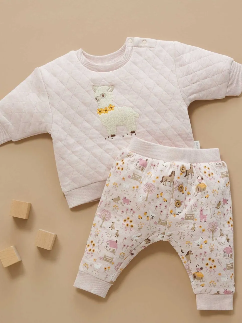Purebaby Pink Quilted Track Set