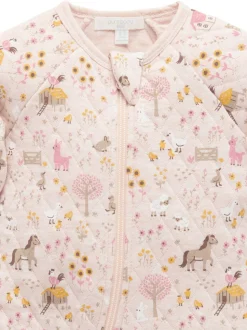 Purebaby Pink Quilted Zip Pramsuit