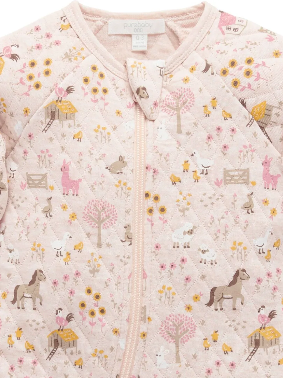 Purebaby Pink Quilted Zip Pramsuit