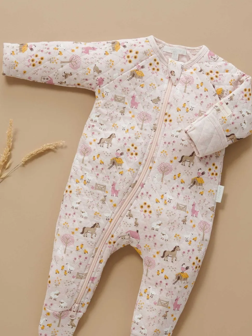 Purebaby Pink Quilted Zip Pramsuit