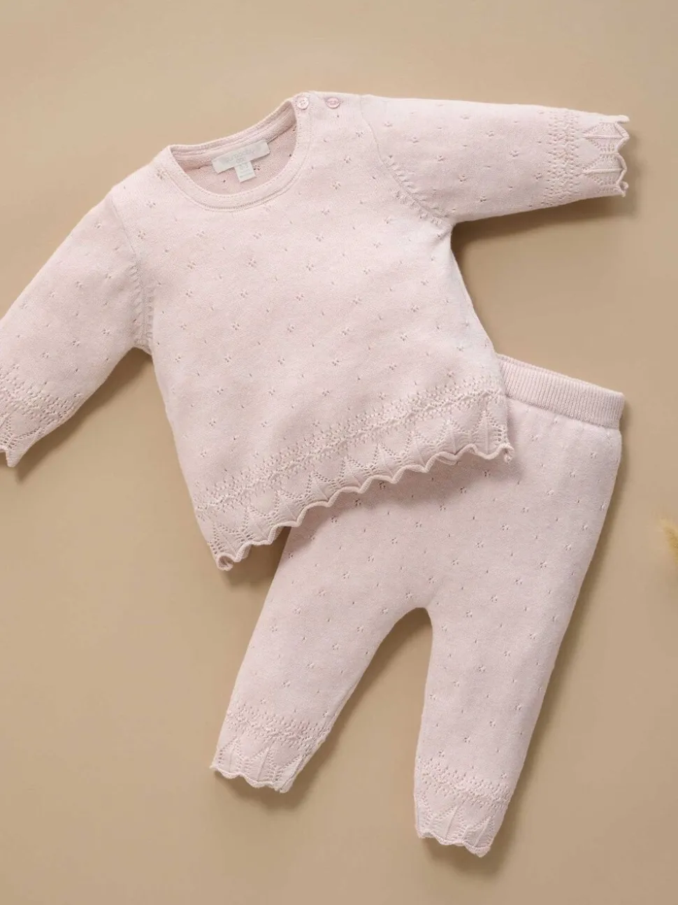 Purebaby Pink Scalloped Jumper & Leggings Set