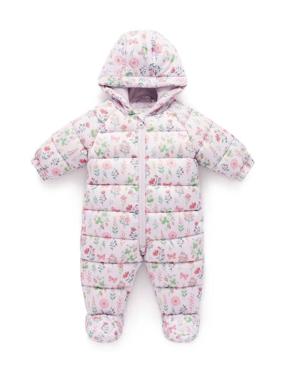 Purebaby Pink Showerproof Padded Puffer Pramsuit