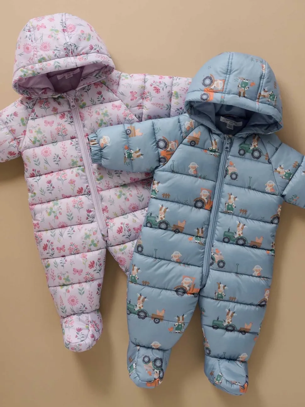 Purebaby Pink Showerproof Padded Puffer Pramsuit