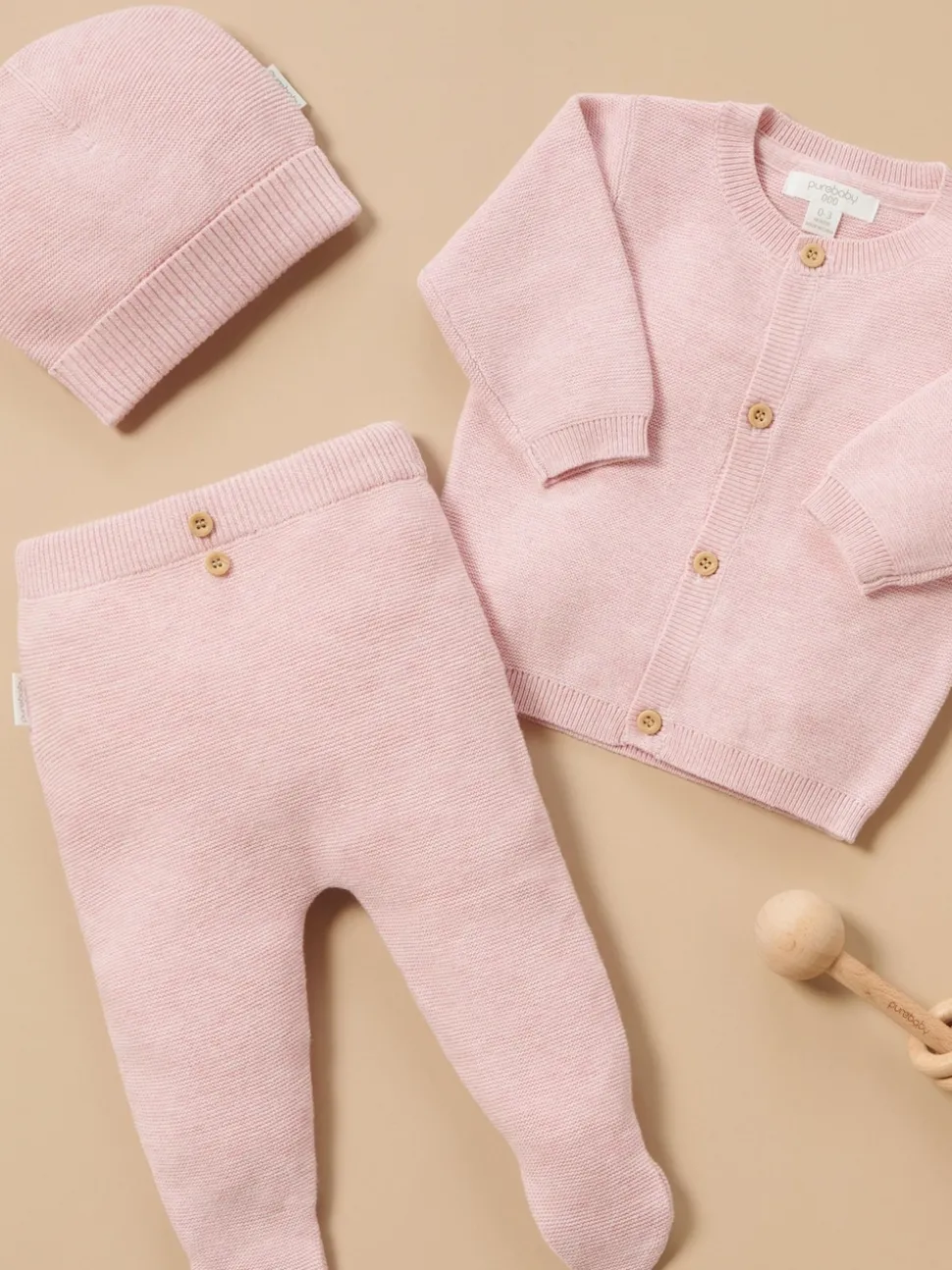Purebaby Pink Textured Knit Cardigan