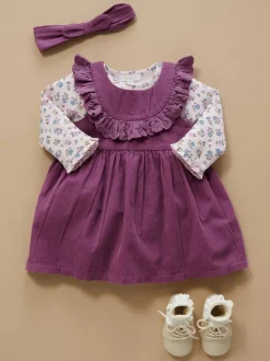 Purebaby Purple Corduroy Pinnie Dress