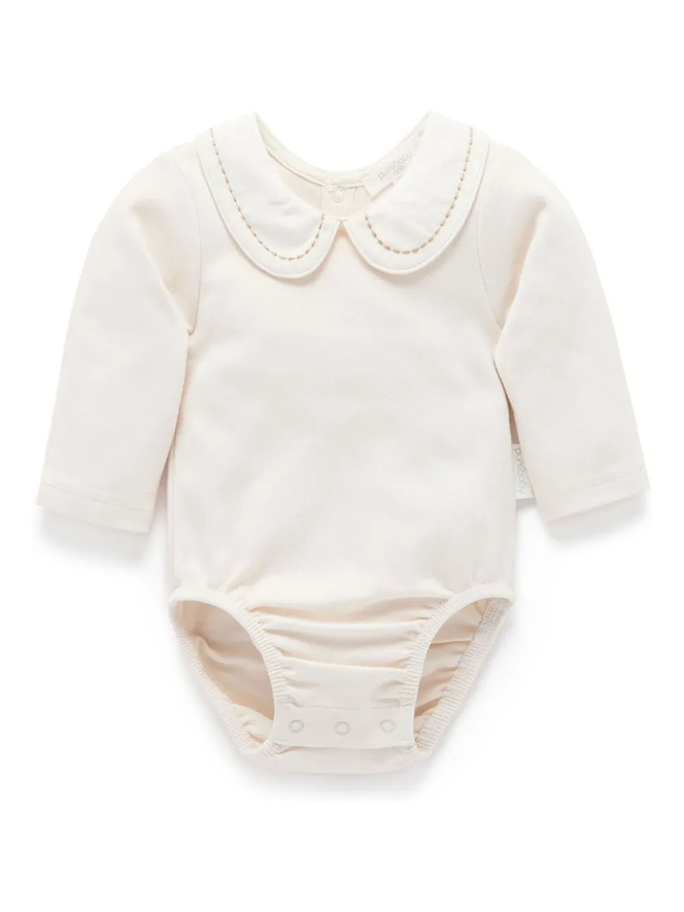 Purebaby White Classic Back Neck With Collar Bodysuit