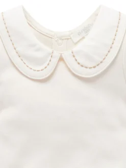 Purebaby White Classic Back Neck With Collar Bodysuit