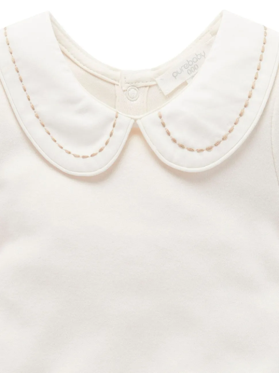 Purebaby White Classic Back Neck With Collar Bodysuit