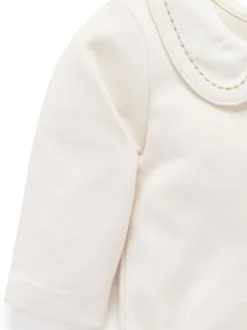 Purebaby White Classic Back Neck With Collar Bodysuit