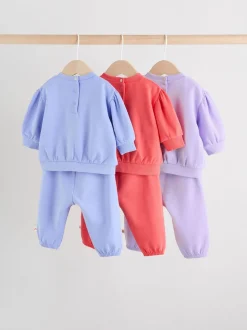 Purple/ Pink/ Blue Baby Sweatshirt & Joggers 6 Piece Set (0mths-2yrs)