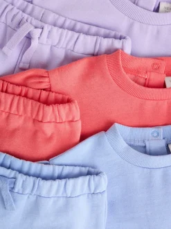 Purple/ Pink/ Blue Baby Sweatshirt & Joggers 6 Piece Set (0mths-2yrs)