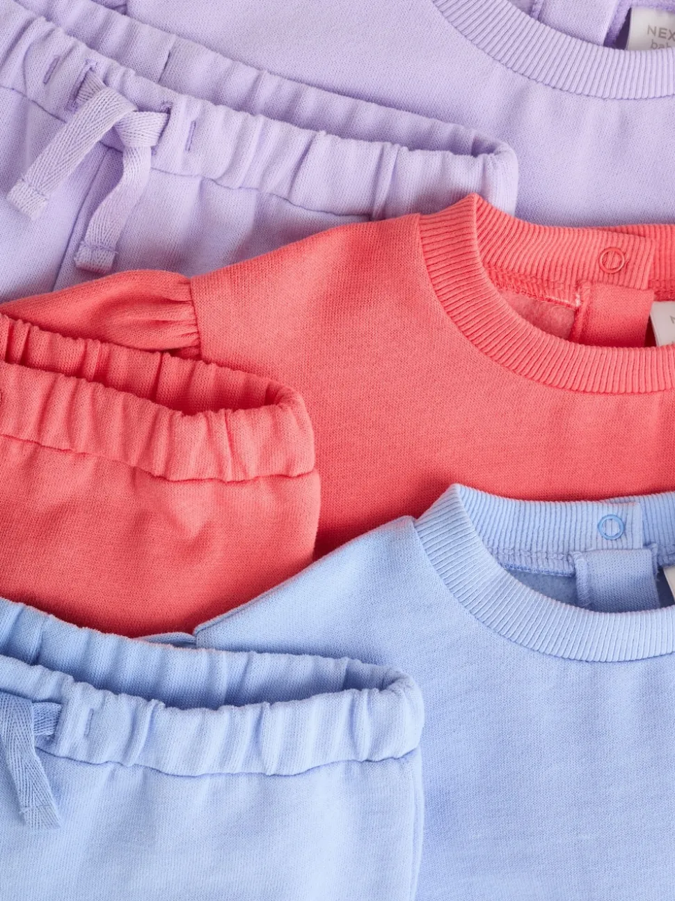 Purple/ Pink/ Blue Baby Sweatshirt & Joggers 6 Piece Set (0mths-2yrs)