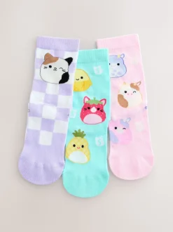 Purple/Aqua Cotton Rich Squishmallows Ankle Socks 3 Pack