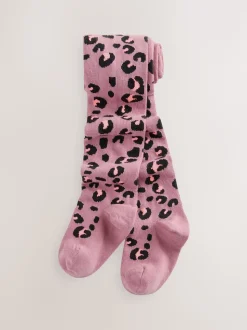 Purple Cotton Rich Animal Print Tights