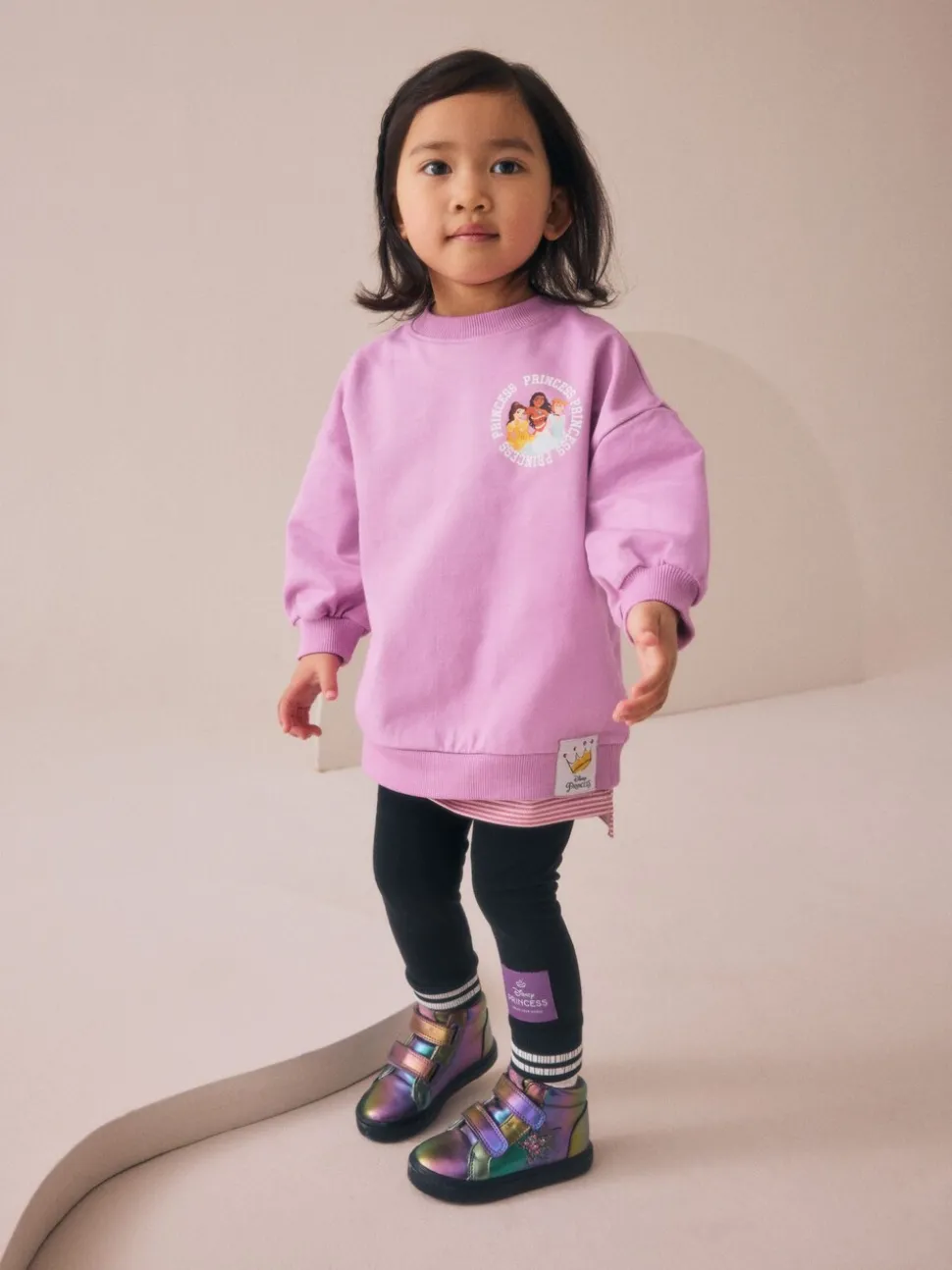 Purple Disney Princess Long Sleeve Mock Layer Top and Leggings Set (3mths-7yrs)