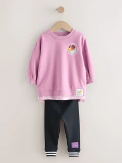 Purple Disney Princess Long Sleeve Mock Layer Top and Leggings Set (3mths-7yrs)