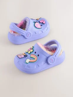 Purple Faux Fur Lined Clog Slippers