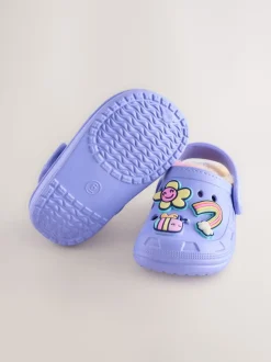 Purple Faux Fur Lined Clog Slippers