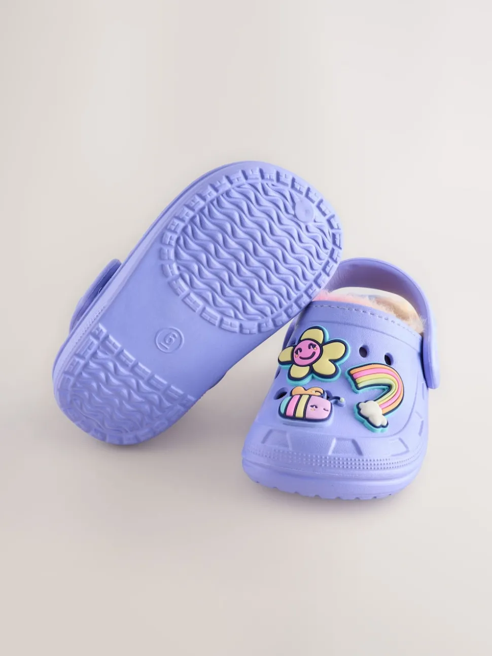 Purple Faux Fur Lined Clog Slippers