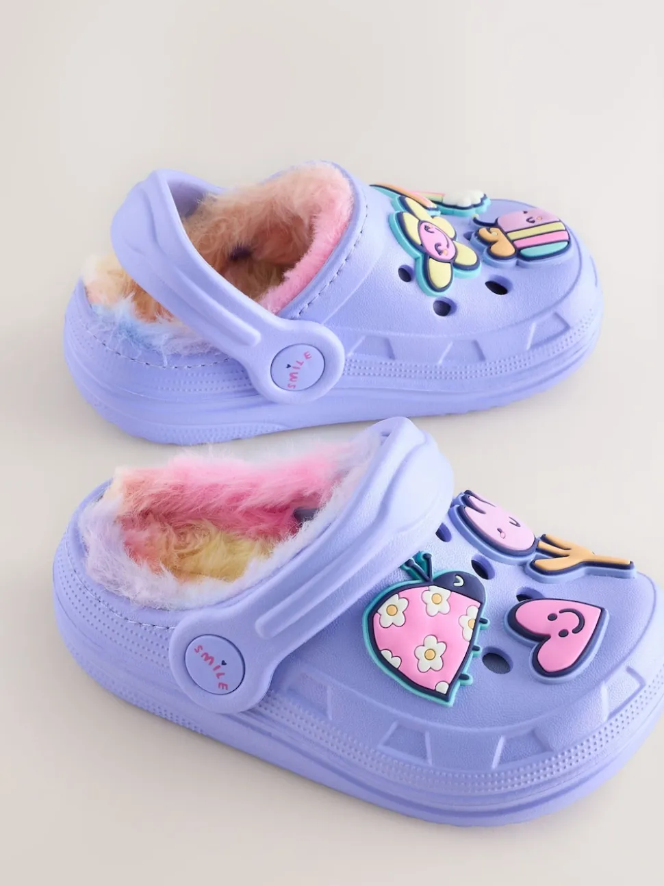 Purple Faux Fur Lined Clog Slippers