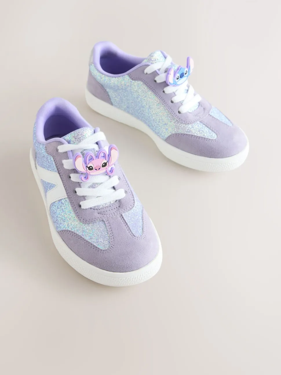 Purple Glitter Lilo & Stitch Lace-Up Lifestyle Trainers