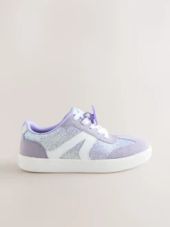 Purple Glitter Lilo & Stitch Lace-Up Lifestyle Trainers