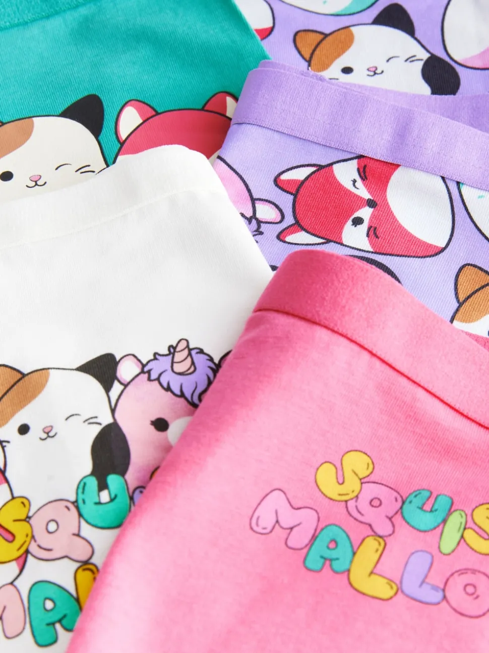 Purple/Green Squishmallow Short Briefs 5 Pack (5-14yrs)