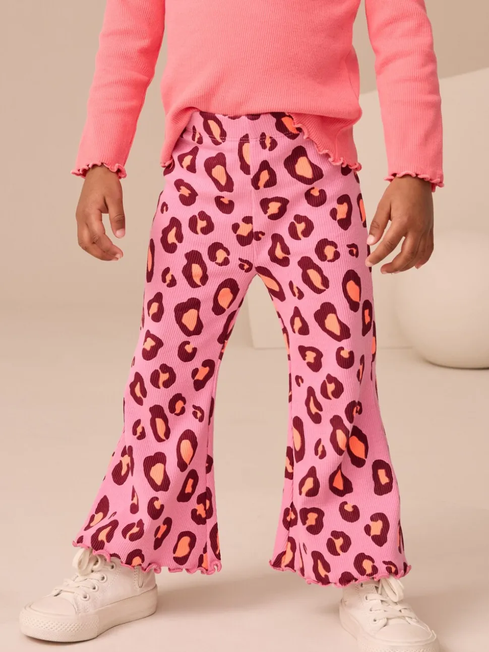 Purple Leopard Print Rib Flare Leggings (3mths-7yrs)