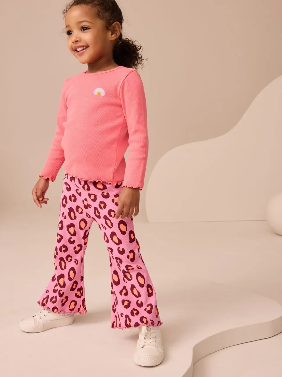 Purple Leopard Print Rib Flare Leggings (3mths-7yrs)