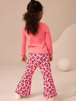 Purple Leopard Print Rib Flare Leggings (3mths-7yrs)