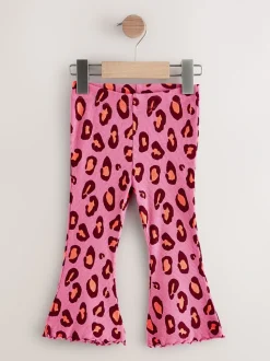 Purple Leopard Print Rib Flare Leggings (3mths-7yrs)