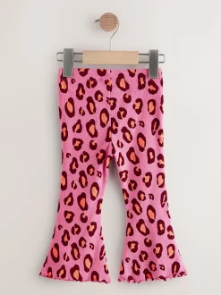 Purple Leopard Print Rib Flare Leggings (3mths-7yrs)
