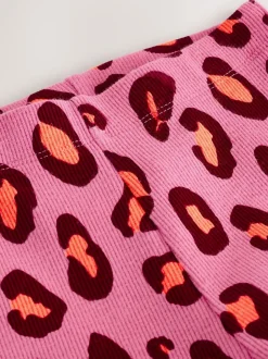 Purple Leopard Print Rib Flare Leggings (3mths-7yrs)