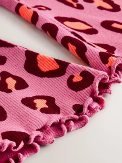 Purple Leopard Print Rib Flare Leggings (3mths-7yrs)