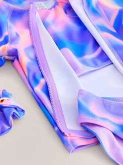 Purple Ombre Sunsafe Rash Vest Bikini And Scrunchie Swim Set (3-16yrs)