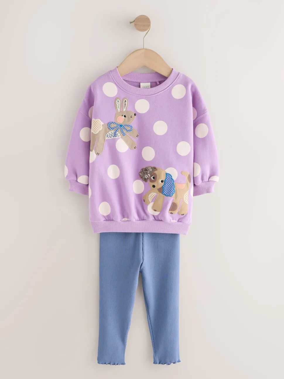 Purple Polka Dot Dogs Sweatshirt & Leggings Set (3mths-7yrs)