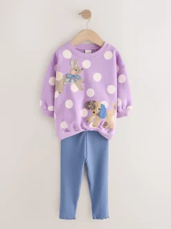 Purple Polka Dot Dogs Sweatshirt & Leggings Set (3mths-7yrs)