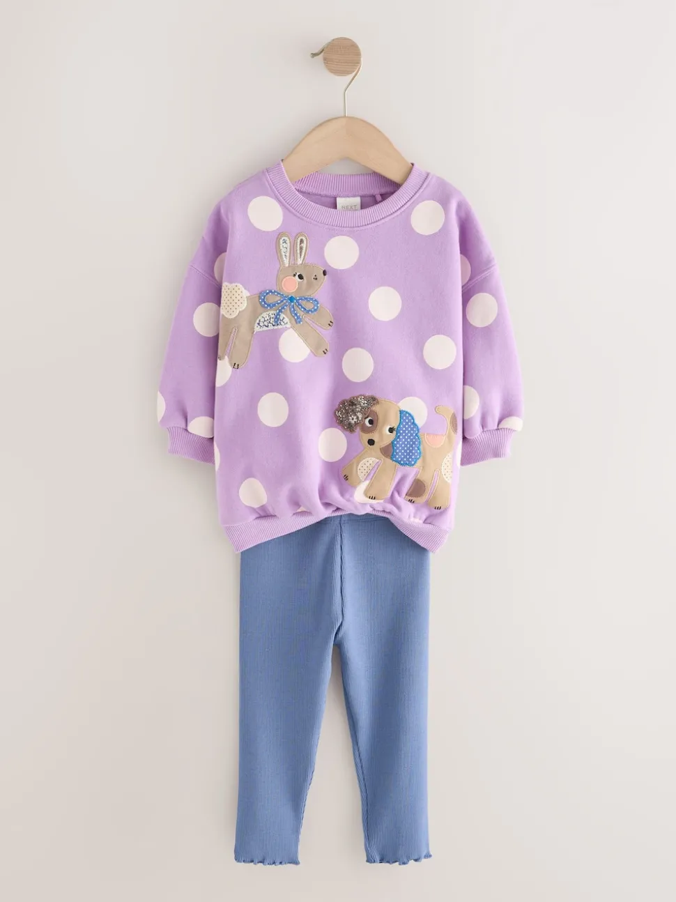 Purple Polka Dot Dogs Sweatshirt & Leggings Set (3mths-7yrs)