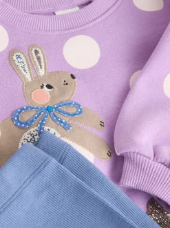 Purple Polka Dot Dogs Sweatshirt & Leggings Set (3mths-7yrs)