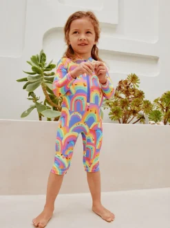 Purple Rainbow Long Leg Sunsafe Swimsuit (3mths-7yrs)