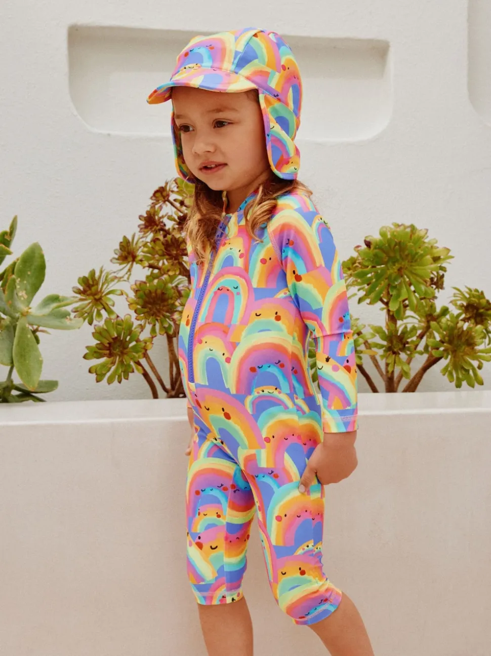Purple Rainbow Long Leg Sunsafe Swimsuit (3mths-7yrs)