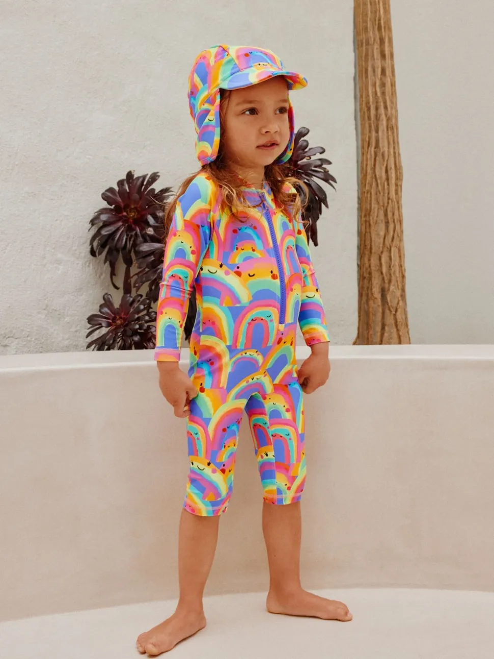 Purple Rainbow Swim Legionnaire Hat (3mths-10yrs)