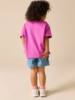 Purple Short Sleeve Heart Embroidered Top (3mths-7yrs)
