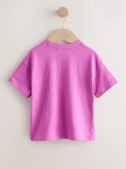 Purple Short Sleeve Heart Embroidered Top (3mths-7yrs)