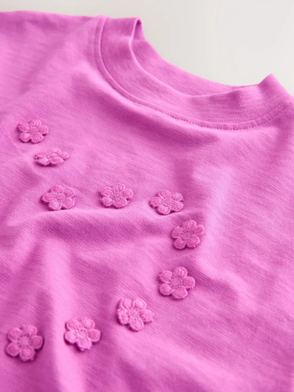 Purple Short Sleeve Heart Embroidered Top (3mths-7yrs)