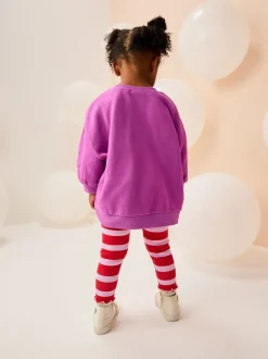 Purple Squeaky Reindeer Christmas Sweatshirt & Leggings Set (3mths-7yrs)