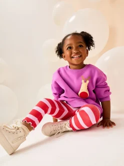 Purple Squeaky Reindeer Christmas Sweatshirt & Leggings Set (3mths-7yrs)