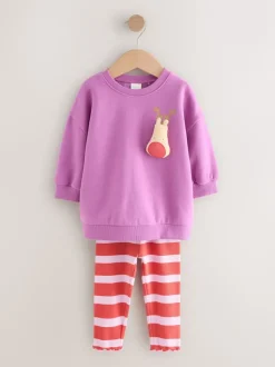 Purple Squeaky Reindeer Christmas Sweatshirt & Leggings Set (3mths-7yrs)